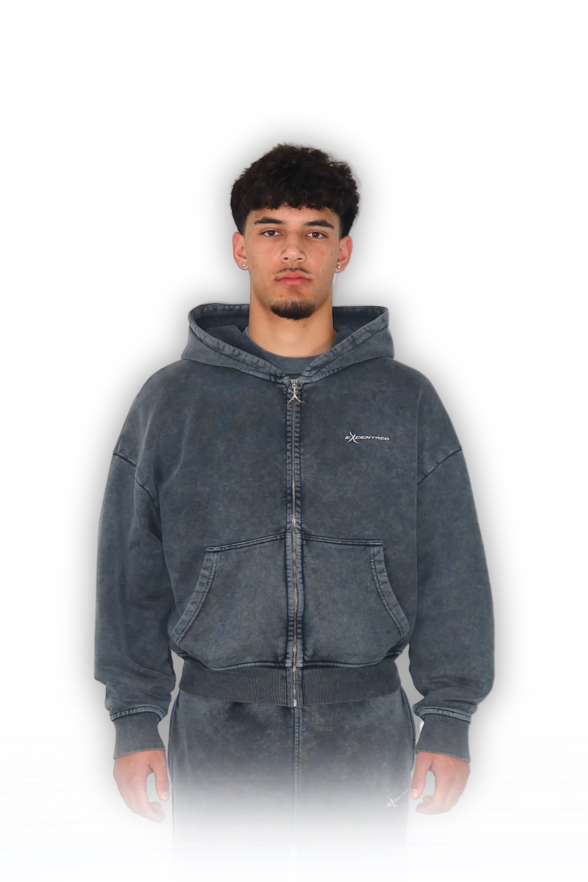 STONE GREY ZIP HOODIE