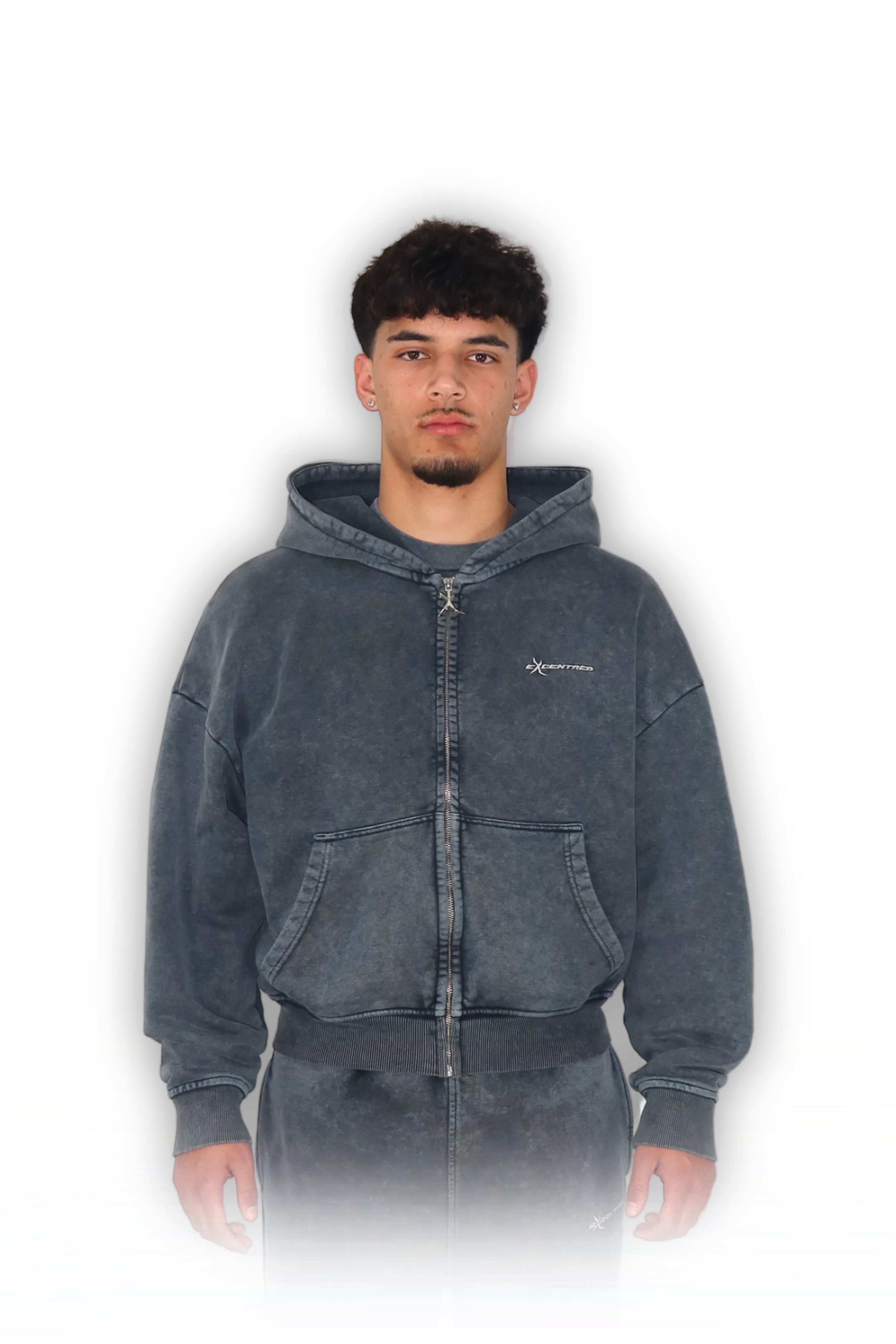 FELPA CON ZIP GRIGIA PIETRA