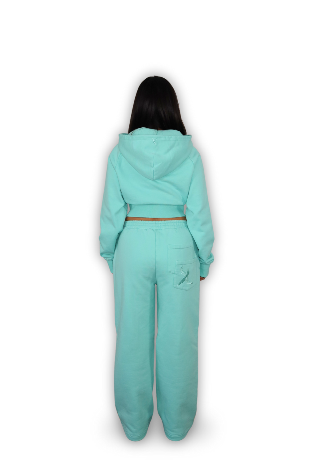 DISTRESSED CROPPED ZIP HOODIE CRYSTAL TIFFANY