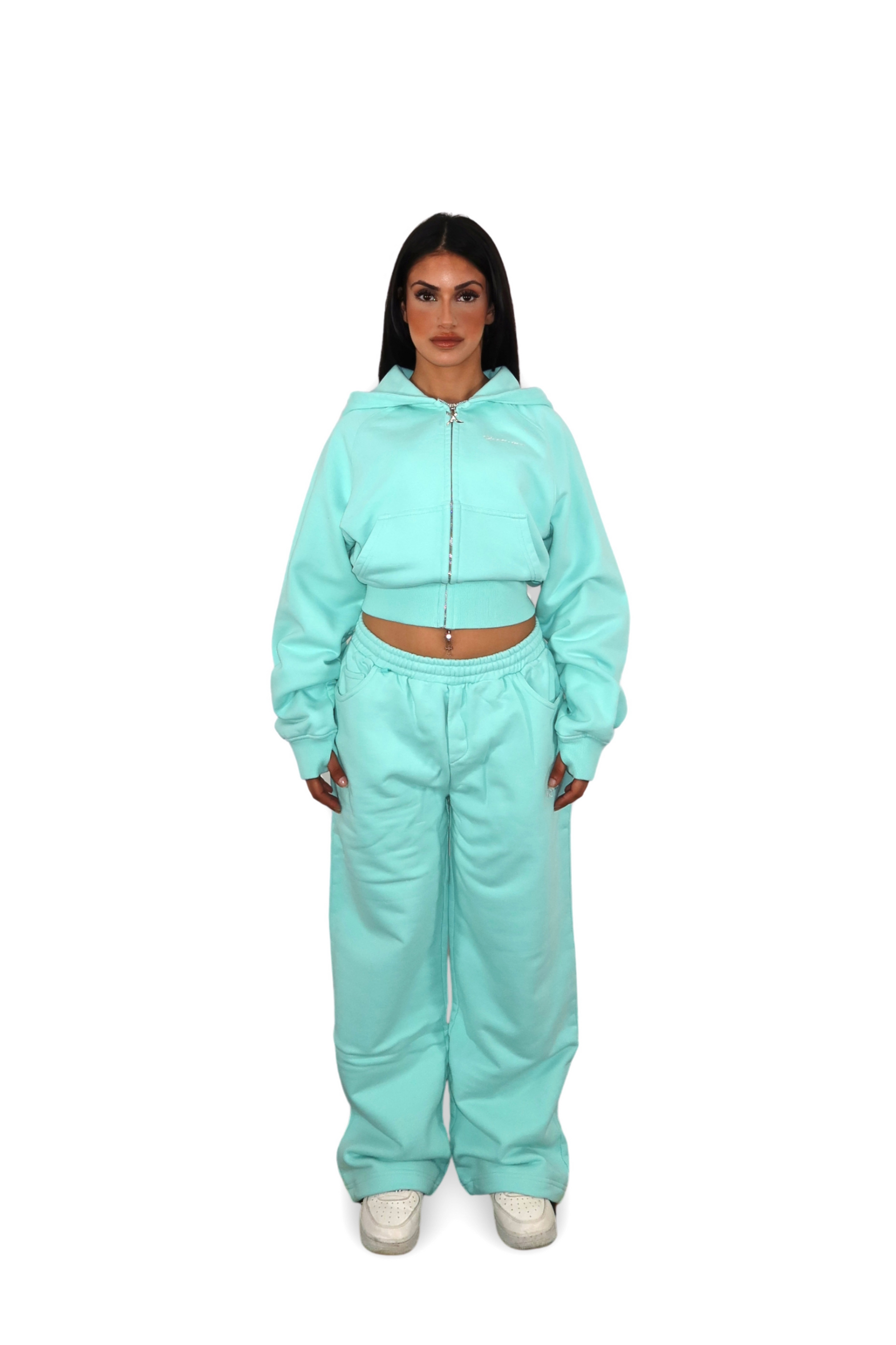 CROPPED ZIP HOODIE TIFFANY