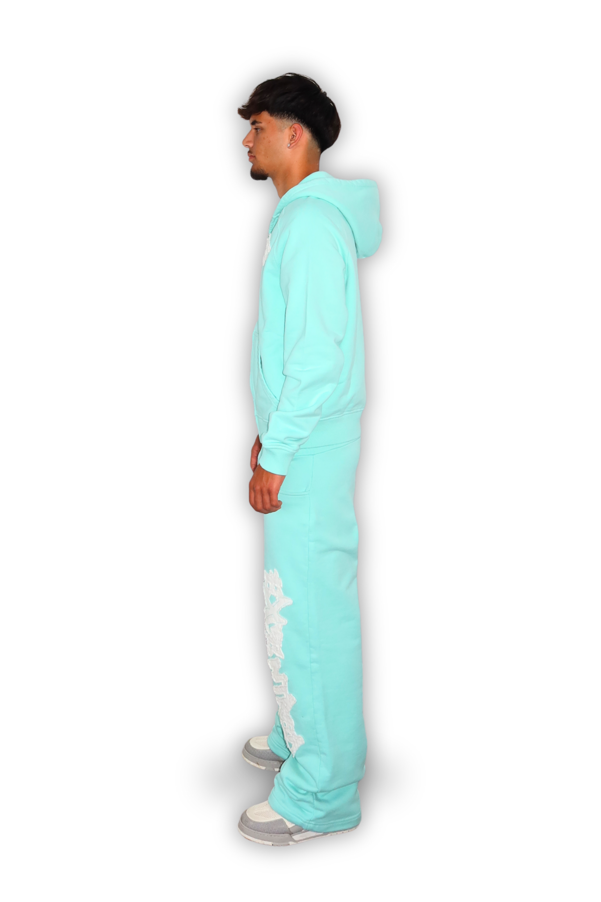 DISTRESSED ZIP HOODIE TIFFANY