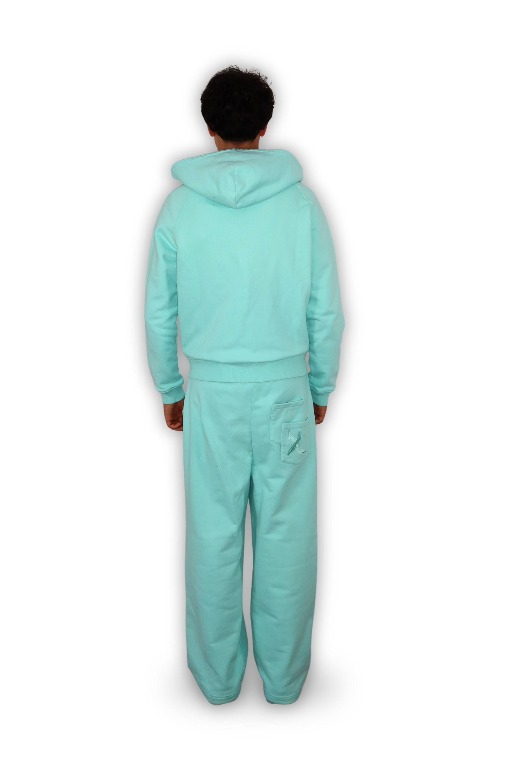 DISTRESSED ZIP HOODIE TIFFANY
