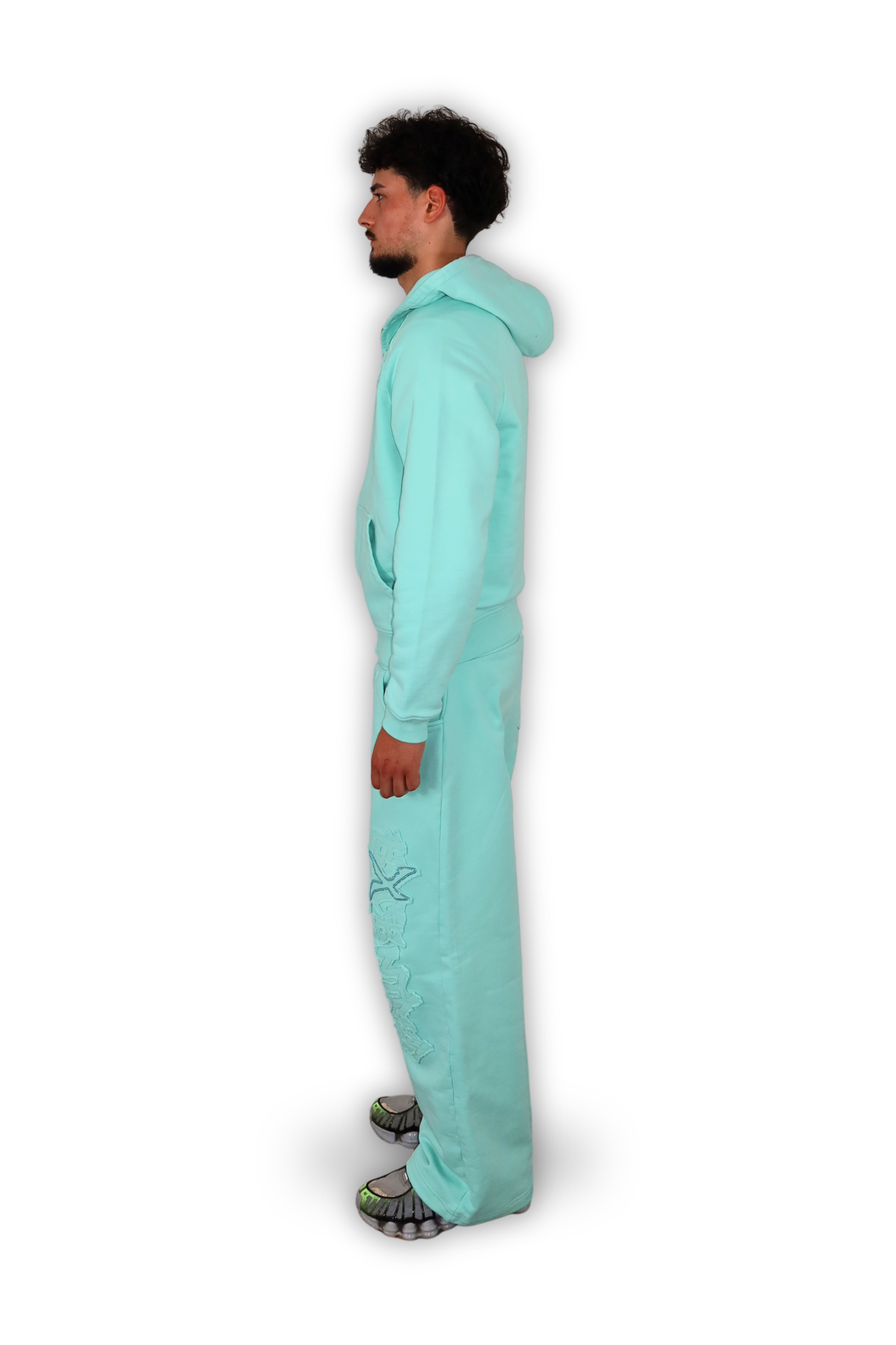 DISTRESSED ZIP HOODIE TIFFANY