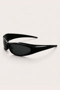 VOID WRAP SUNGLASSES – black wrap streetwear sunglasses with dark lenses, side view