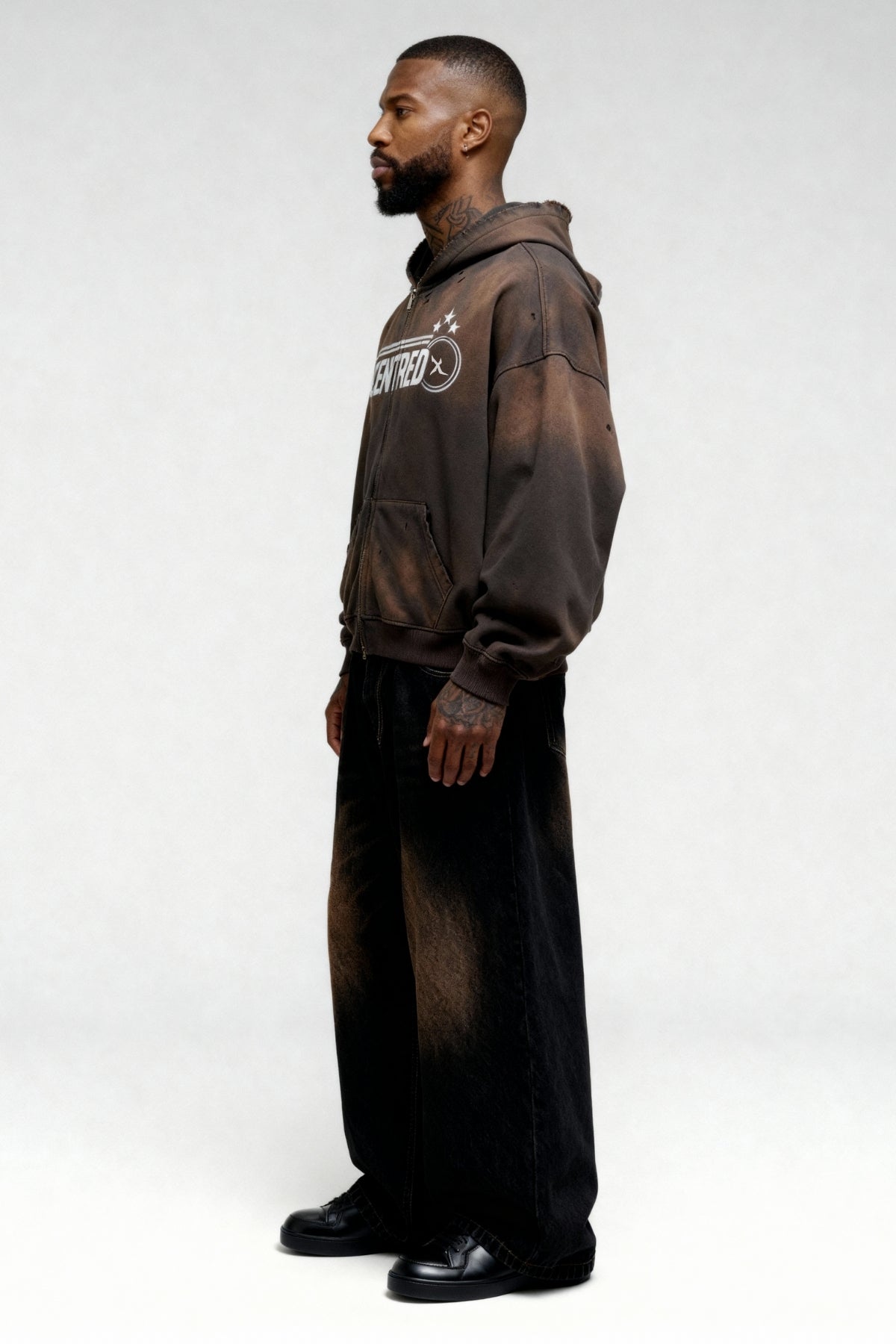 STARLINE ZIP HOODIE RUST BROWN