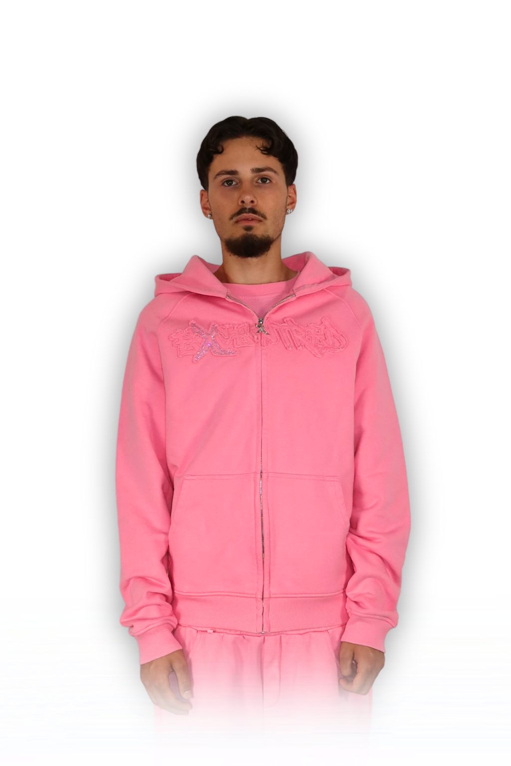 DISTRESSED ZIP HOODIE SAKURA PINK