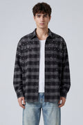 BLACK SPLATTER PLAID FLANNEL