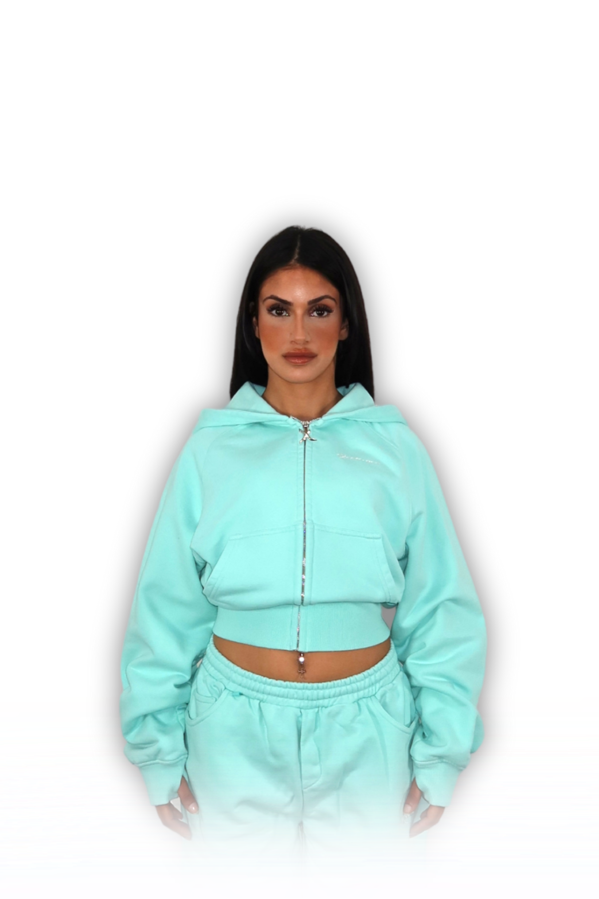 CROPPED ZIP HOODIE TIFFANY